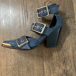 Free People Jeremy Campbell Hendrix Heel Sandals - Blue Suede
